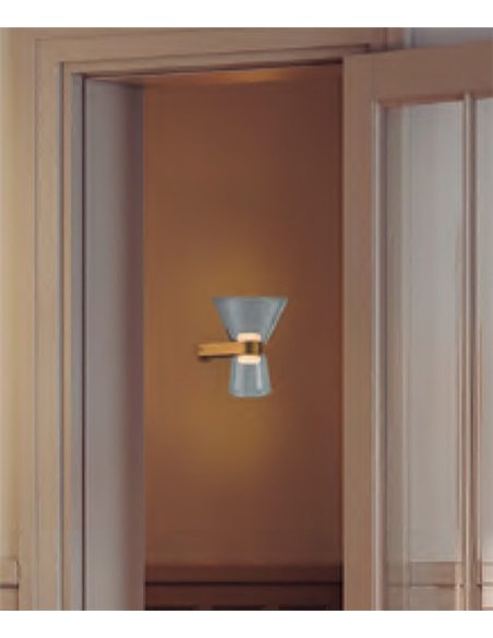 Aplique de pared New York - Mantra - Lámpara moderna con 2 pantallas cónicas de vidrio