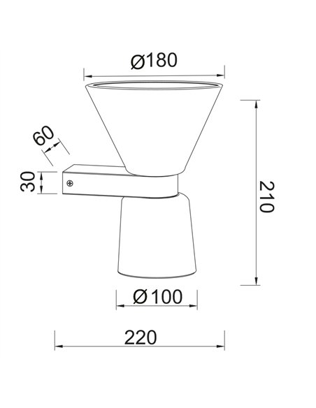 Aplique de pared New York - Mantra - Lámpara moderna con 2 pantallas cónicas de vidrio