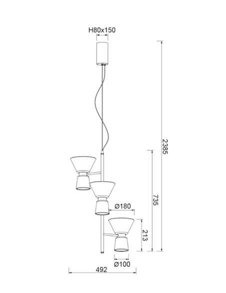 Lámpara colgante New York - Mantra - Lámpara moderna multiluz con pantallas de vidrio