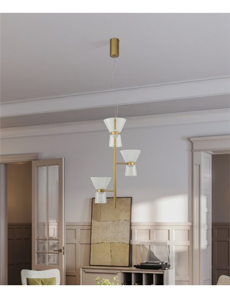 Lámpara colgante New York - Mantra - Lámpara moderna multiluz con pantallas de vidrio