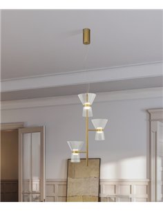 Lámpara colgante New York - Mantra - Lámpara moderna multiluz con pantallas de vidrio