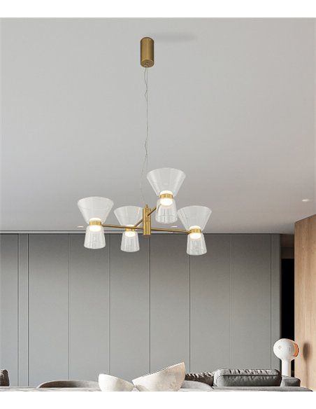 Lámpara colgante New York - Mantra - Lámpara tipo araña con 4 tulipas de vidrio transparente
