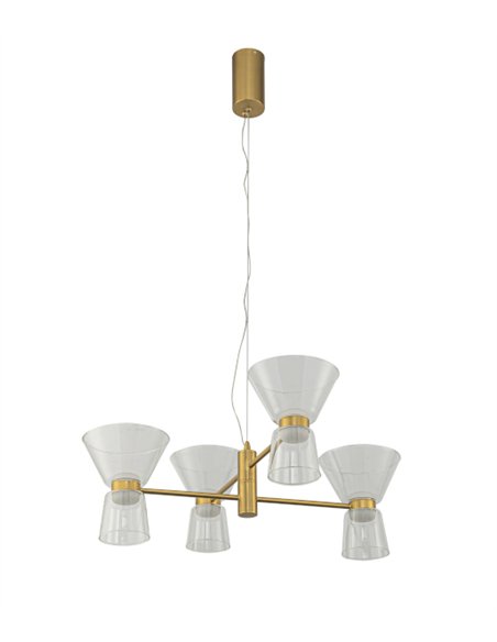 Lámpara colgante New York - Mantra - Lámpara tipo araña con 4 tulipas de vidrio transparente