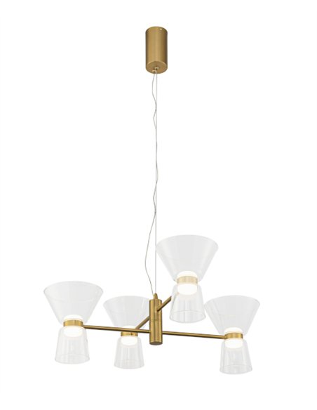 Lámpara colgante New York - Mantra - Lámpara tipo araña con 4 tulipas de vidrio transparente