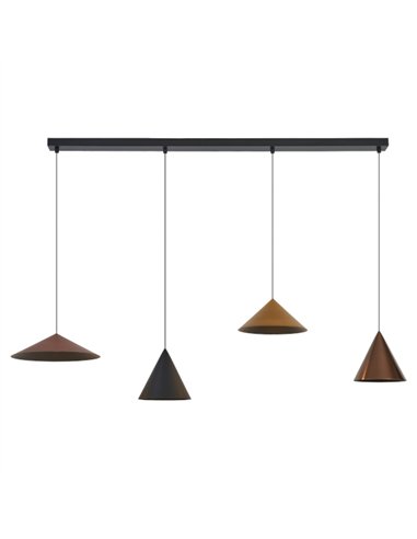 Lámpara colgante Cono - Mantra - Lámpara lineal con 4 pantallas cónicas