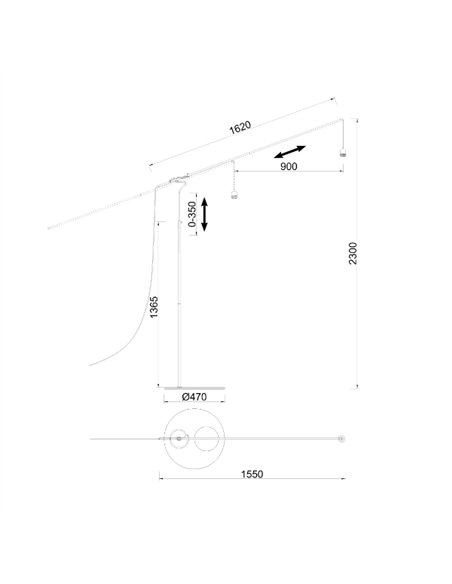 Lámpara de pie Ruti - Mantra - Lámpara tipo arco con pantalla de tela