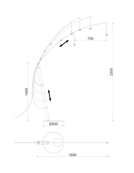 Lámpara de pie Ricca - Mantra - Lámpara moderna tipo arco con pantalla textil