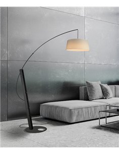 Lámpara de pie Ricca - Mantra - Lámpara moderna tipo arco con pantalla textil