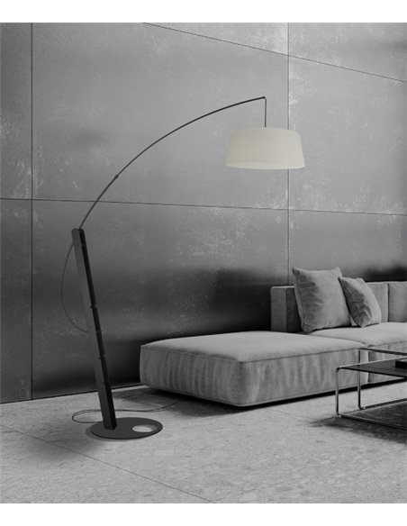 Lámpara de pie Ricca - Mantra - Lámpara moderna tipo arco con pantalla textil