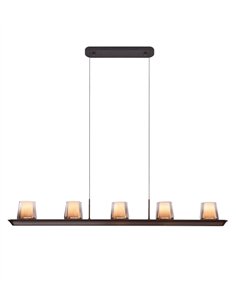 Lámpara colgante Alabastro - Mantra - Lámpara lineal de 5 luces con pantallas de cristal  (luz directa e indirecta) 2