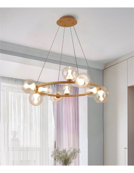 Plafón de techo Andrómeda - Mantra - Colgante circular de vidrio con múltiples luces