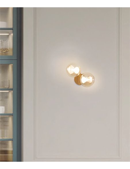 Aplique de pared Andrómeda - Mantra - Aplique doble con tulipas esféricas de vidrio