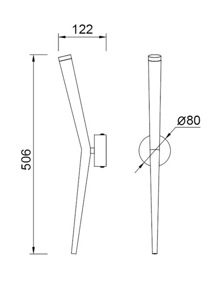 Aplique de pared Boomerang - Mantra - Lámpara LED vertical en forma de antorcha
