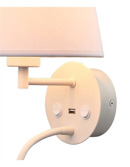 Aplique de pared Caïcos - Mantra - Lámpara con pantalla textil y lector LED