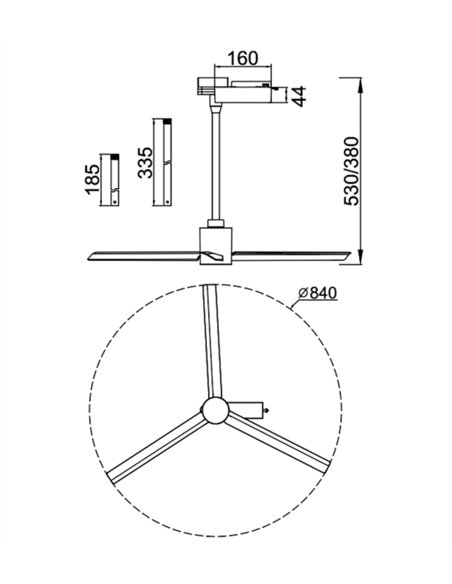 Ventilador de carril Monkey - Mantra - Ventilador moderno ultrasilencioso