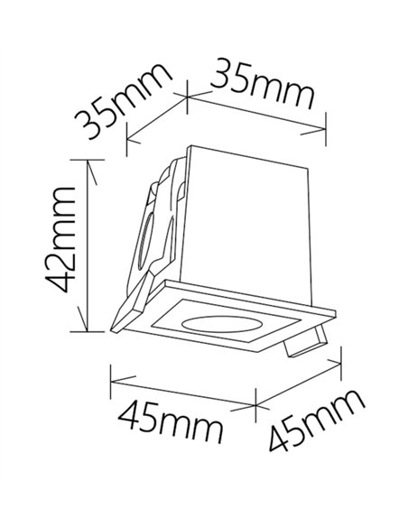 Foco empotrable Blau - Mantra - Downlight empotrable cuadrado