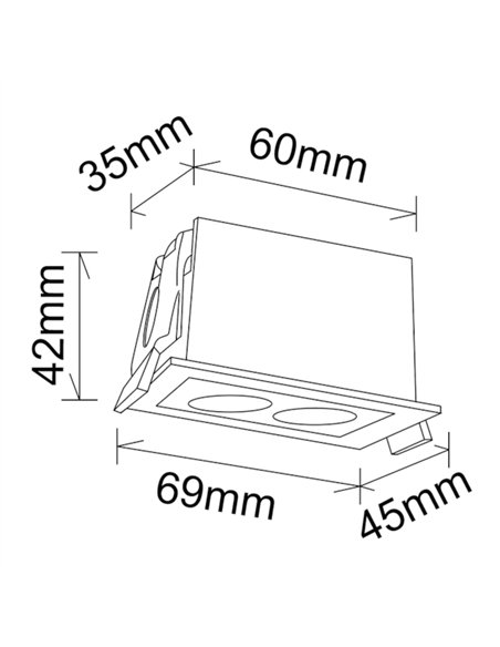 Downlight empotrable Blau - Mantra - Foco de techo empotrable doble