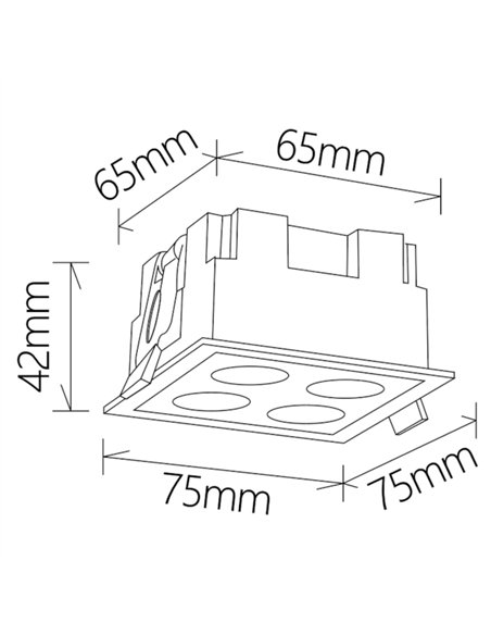 Foco de techo empotrable Blau - Mantra - Foco empotrable cuadrado de 4 luces