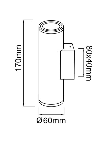 Aplique de pared de exterior Pere - Mantra - Lámpara exterior cilíndrica con doble luz, GU10