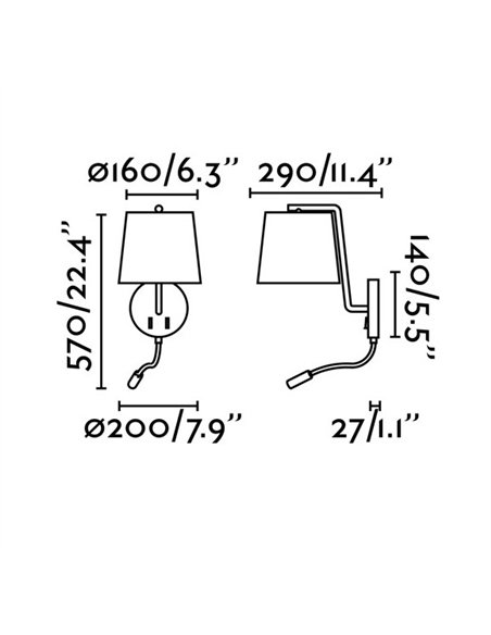 Aplique de pared Berni Reader – Faro – Lámpara con lector LED