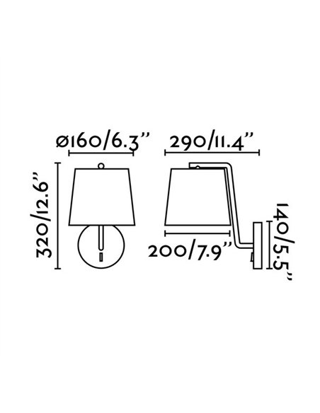 Aplique de pared Berni – Faro – Iluminación ambiental, pantalla de tela blanca