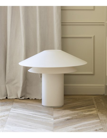 Lámpara de mesa Shan – Faro – Pantalla de pergamino, diseño decorativo