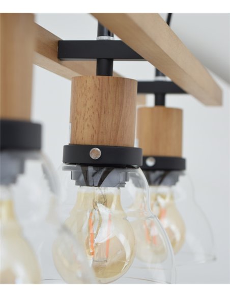 Lámpara colgante Galywood - IDP Lampshades - Lámpara lineal de madera y cristal