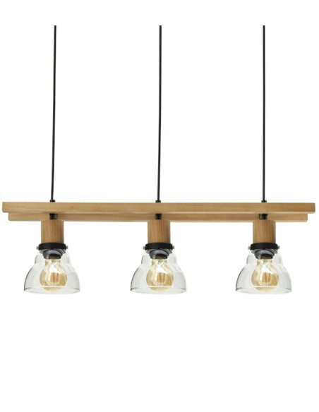 Lámpara colgante Galywood - IDP Lampshades - Lámpara lineal de madera y cristal