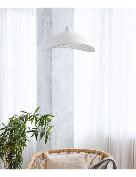 Lámpara colgante Makonis - IDP Lamphades - Lámpara decorativa blanca con pantalla curva