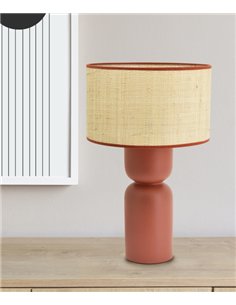 Lámpara de mesa Tamatao - IDP Lampshades - Lámpara de cerámica y pantalla de rafia