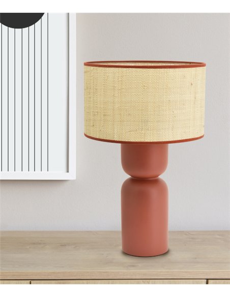 Lámpara de mesa Tamatao - IDP Lampshades - Lámpara de cerámica y pantalla de rafia