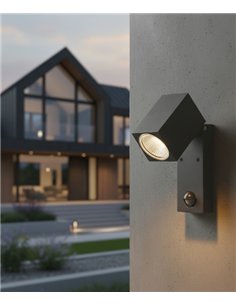 Aplique de pared para exterior Cala - ACB Lámpara de pared gris, Sensor de movimiento