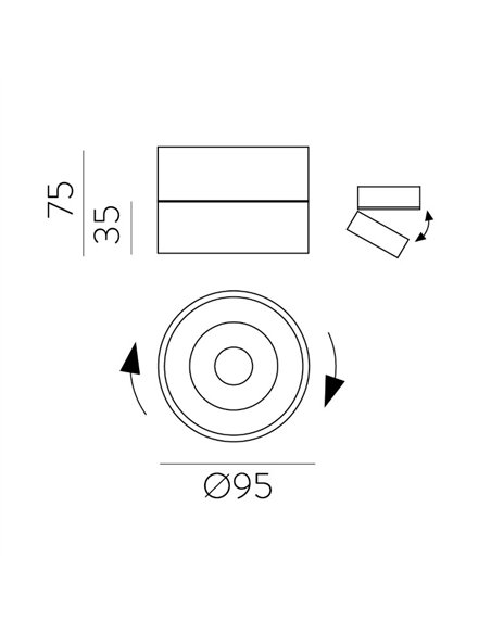 rev-Foco de carril Mako - ACB - Proyector para carril trifásico, orientable