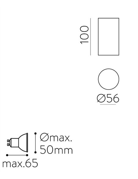 Plafón de techo Zoom - ACB - Foco de superficie LED GU10, Ø 5,6 cm