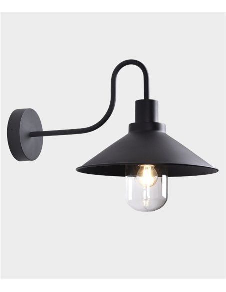 Aplique de pared de exterior Tours - ACB - Diseño industrial retro negro