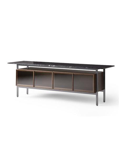 Aparador Chicago - Punt Mobles - Diseño flotante de madera, acero y mármol Marquina
