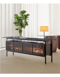 Aparador Chicago - Punt Mobles - Diseño flotante de madera, acero y mármol Marquina