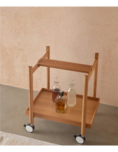Carrito auxiliar Mai Tai - Punt Mobles - Mueble bar con ruedas de madera y bandejas