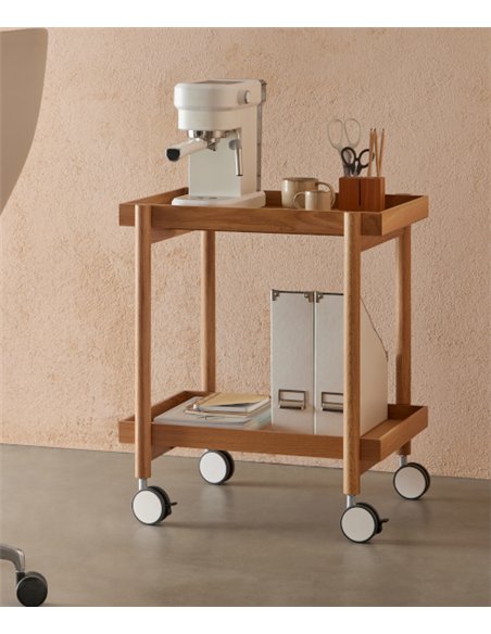 Carrito auxiliar Mai Tai - Punt Mobles - Mueble bar con ruedas de madera y bandejas
