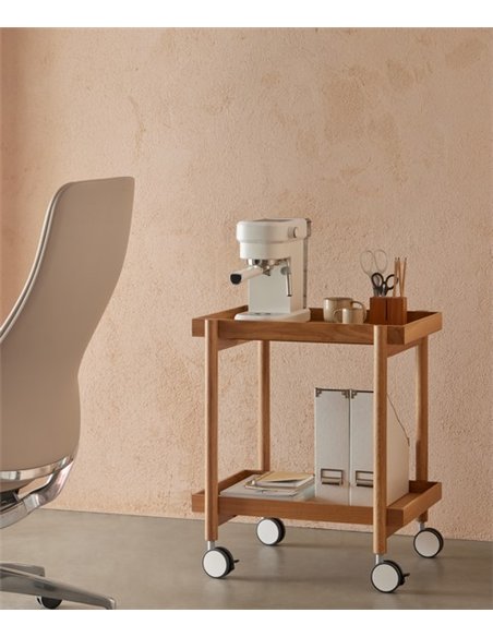 Carrito auxiliar Mai Tai - Punt Mobles - Mueble bar con ruedas de madera y bandejas