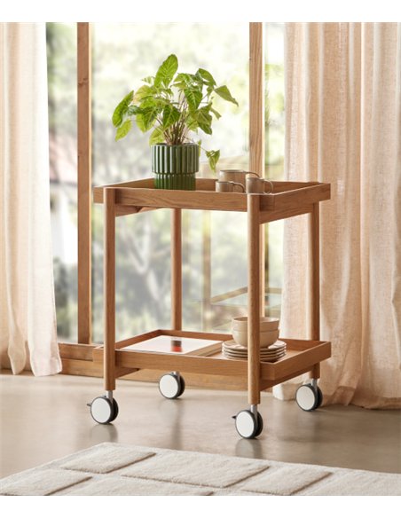 Carrito auxiliar Mai Tai - Punt Mobles - Mueble bar con ruedas de madera y bandejas