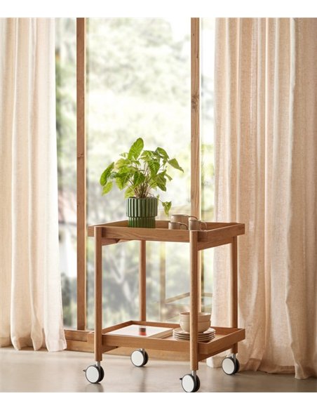 Carrito auxiliar Mai Tai - Punt Mobles - Mueble bar con ruedas de madera y bandejas