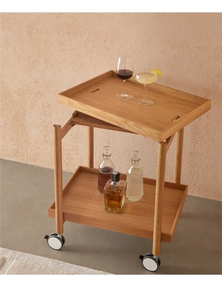 Carrito auxiliar Mai Tai - Punt Mobles - Mueble bar con ruedas de madera y bandejas