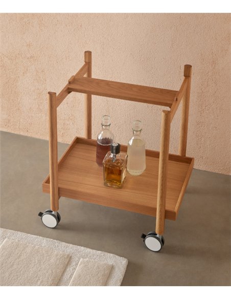 Carrito auxiliar Mai Tai - Punt Mobles - Mueble bar con ruedas de madera y bandejas