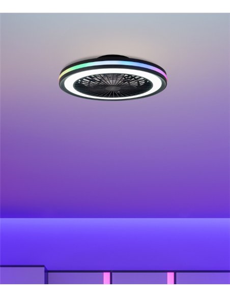 Plafón ventilador Gamer – Mantra – Diseño moderno, 3 velocidades, LED regulable