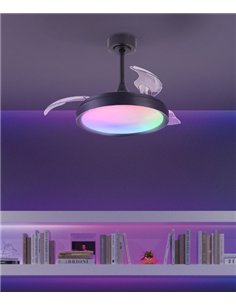 Plafón Ventilador Siberia Mini - Mantra - Ø43, Aspas retráctiles, luz RGB LED regulable