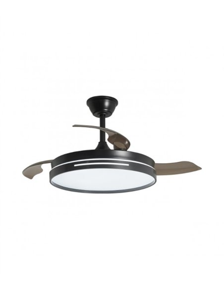 Ventilador con luz Mini Togo - AJP - Negro ultrasilencioso con 3 aspas retráctiles y mando a distancia