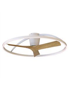 Plafón ventilador Nepal II - Mantra - Aro decorativo, acabado blanco y madera y luz regulable 2