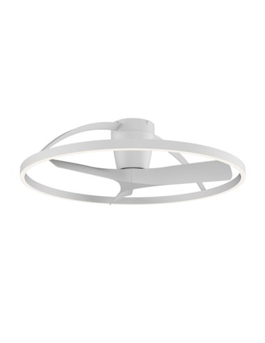 Plafón ventilador con luz Nepal II - Mantra - Ventilador blanco con aro decorativo, aspas reversibles y luz regulable