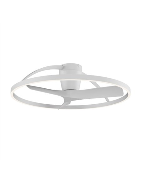 Plafón ventilador con luz Nepal II - Mantra - Ventilador blanco con aro decorativo, aspas reversibles y luz regulable